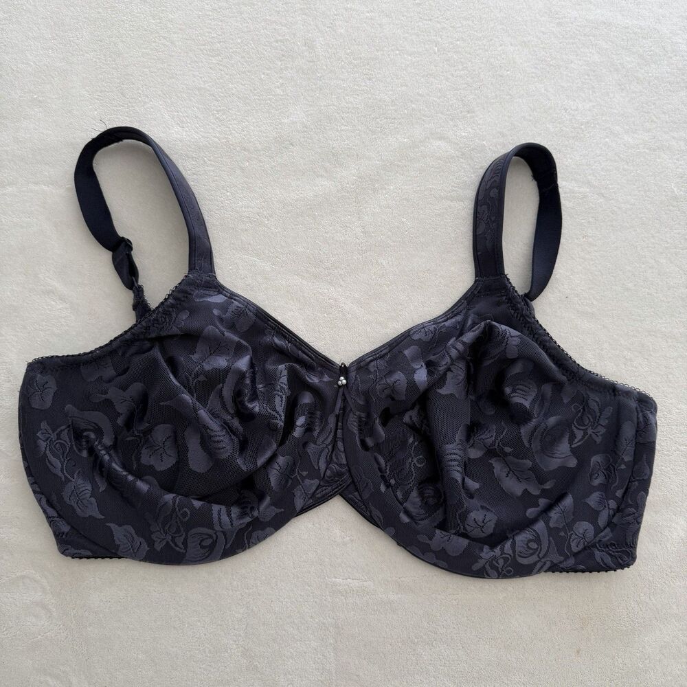 WACOAL 38G Awareness Bra Full Figure Navy Blue Floral Seamless Underwire 85567